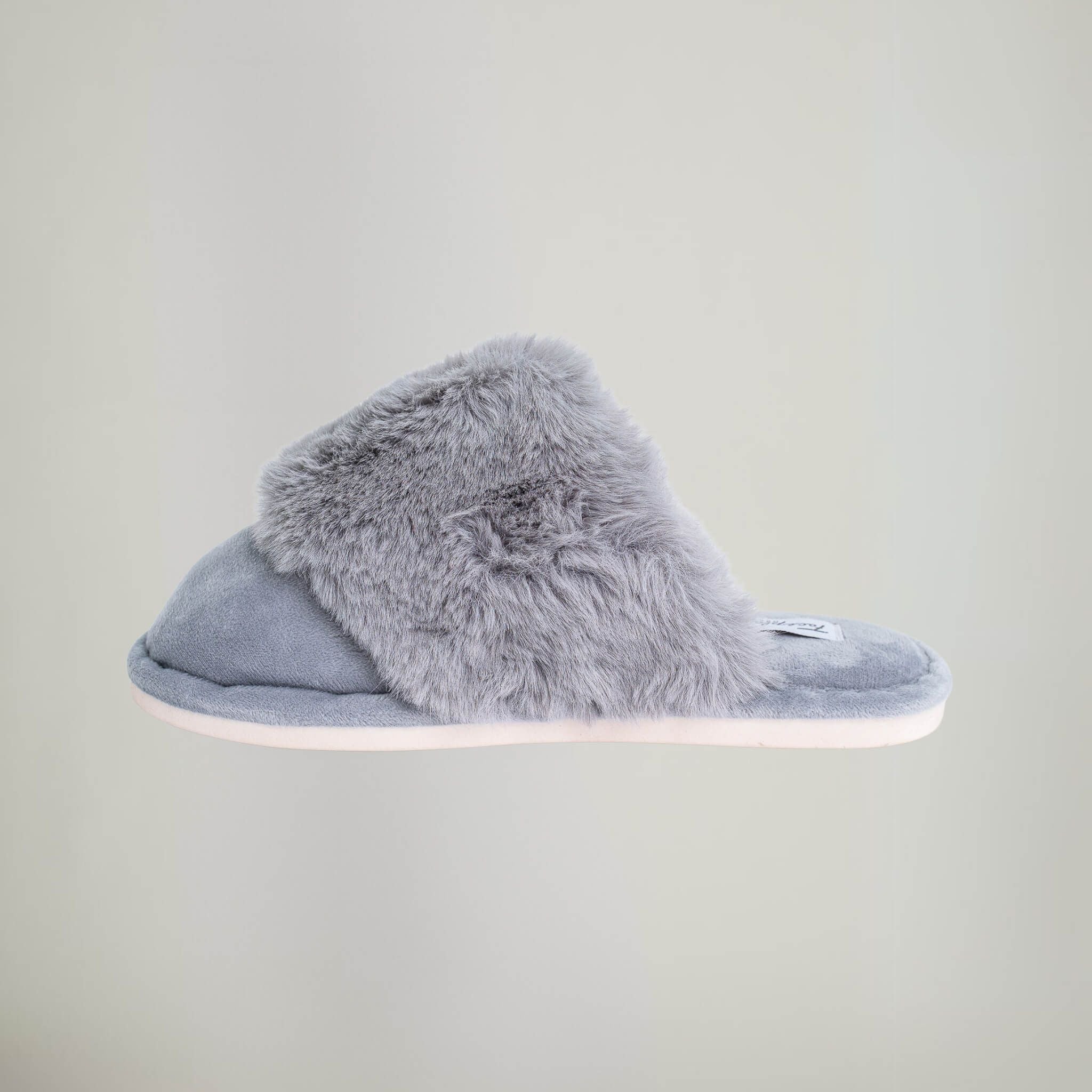 Qupid fluffy buckle slippers in grey | ASOS
